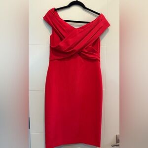 Ralph Lauren - Elegant Off the Shoulder Red Evening Dress - size 10